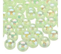 sourcing map 100pcs Acrylic Round Beads AB Colors 12mm Loose Bubble Spacer Craft Beads with Hole for DIY Earring Bracelet Necklace Key Chains, Light Green AB