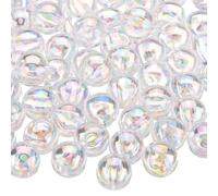 sourcing map 100pcs Acrylic Round Beads AB Colors 12mm Loose Bubble Spacer Craft Beads with Hole for DIY Earring Bracelet Necklace Key Chains, Transparent AB