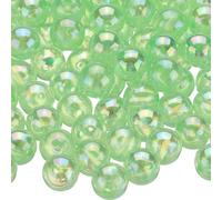 sourcing map 100pcs Acrylic Round Beads AB Colors 12mm Loose Bubble Spacer Craft Beads with Hole for DIY Earring Bracelet Necklace Key Chains, Green AB