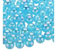 sourcing map 100pcs Acrylic Round Beads AB Colors 12mm Loose Bubble Spacer Craft Beads with Hole for DIY Earring Bracelet Necklace Key Chains, Aquamarine AB