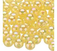 sourcing map 100pcs Acrylic Round Beads AB Colors 12mm Loose Bubble Spacer Craft Beads with Hole for DIY Earring Bracelet Necklace Key Chains, Light Yellow AB