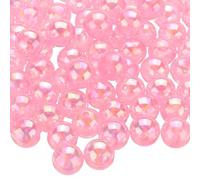sourcing map 100pcs Acrylic Round Beads AB Colors 12mm Loose Bubble Spacer Craft Beads with Hole for DIY Earring Bracelet Necklace Key Chains, Light Pink AB