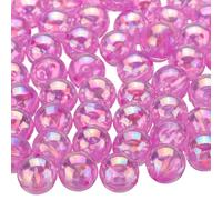 sourcing map 100pcs Acrylic Round Beads AB Colors 12mm Loose Bubble Spacer Craft Beads with Hole for DIY Earring Bracelet Necklace Key Chains, Rose AB