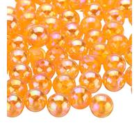 sourcing map 100pcs Acrylic Round Beads AB Colors 12mm Loose Bubble Spacer Craft Beads with Hole for DIY Earring Bracelet Necklace Key Chains, Orange AB