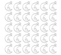 sourcing map 100Pcs Alloy Open Bezel Pendants, Moon Star Open Back Hollow Frame Pendant Geometric for Resin Jewelry Making Earrings Necklace Bracelet DIY, Silver