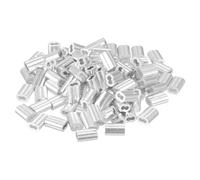 sourcing map 100Pcs Aluminum Crimping Loop Sleeve for 1/16" Diameter Wire Rope, Double Ferrule Aluminum Wire Rope Sleeve for Cable Line End