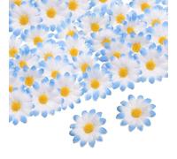 sourcing map 100pcs Artificial Daisies Flower Heads,1.6" Silk Fake Daisies Heads Mini Daisies Artificial Flowers Bulk for DIY Wedding Bouquets Centerpieces Party Home Decorations, Blue/Yellow