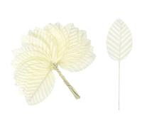 sourcing map 100Pcs Artificial Silk Leaf, Fabric Floral Fake Wire Crafts Leaves for Crafts Home Decorative Christmas Party Decoration Flowers Garland Wedding Decoration, Milky