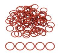 sourcing map 100Pcs AS568 Silicone O-Ring, 70A Durometer, 19/32" ID, 1/16" Width Sealing Gasket for Automotive Machine Pipe Valves, -40°C-200°C, Red