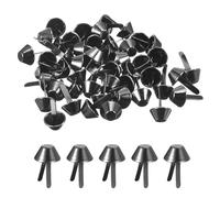 sourcing map 100Pcs Bag Feet Stud Spike, 12mm Purse Cone Studs Flat Metal Spikes Rivet Nailheads Brads Prong Bag Bottom Studs for Handbag Purse Clothing DIY Leather Craft, Metallic Black