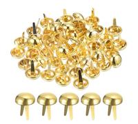 sourcing map 100Pcs Bag Feet Stud Spike, 15mm Round Purse Nailheads Spike Prong Studs Bag Bottom Stud for Handbag Purse Clothing DIY Leather Craft, Gold