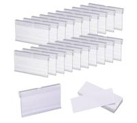 sourcing map 100pcs Basket Labels Clip 2.8 x 1.7 Inch Plastic Removable Storage Bin Labels Tags with Label Papers for Baskets, Storage Closet, Cube Box, Cloth Bins, Food Pantry, Clear