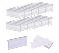 sourcing map 100pcs Basket Labels Clip 3.5 x 1.7 Inch Plastic Removable Storage Bin Labels Tags with Label Papers for Baskets, Storage Closet, Cube Box, Cloth Bins, Food Pantry, Clear