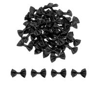 sourcing map 100pcs Black Bow Ties 1.5" x 1" Mini Bowknot for Crafting Little Satin Bows Bulk for DIY Sewing Scrapbooking Wedding Gift Present Home Decoration