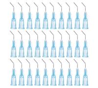 sourcing map 100pcs Blunt Tip Dispensing Needles, 23 Gauge 45 Degrees Bent Dispensing Tips 0.45" End Angled Dispenser Needle with Luer Elbow Blunt Needle for Oil or Glue Applicator, Blue