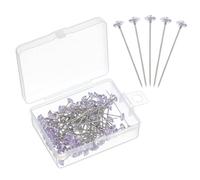 sourcing map 100pcs Bouquet Pins, 1.5 Inch Corsage Pins Flower Straight Head for Wedding Sewing Decoration DIY Craft, Purple