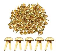 sourcing map 100pcs Brads Paper Fasteners, 12mm x 19mm Metal Paper Crafts Brads, Small Round Brass Split Pins for Children Crafting Decorative Scrapbooking DIY, Gold