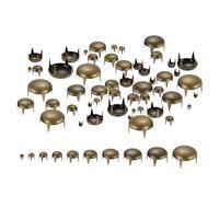 sourcing map 100Pcs Bronze Round Dome Rivets, 10 Sizes Brass Spike Studs Spots Punk Rock Nailheads Claw Beads Assorted Kit for DIY Clothes Belt Bag Shoes Bracelet Leather Craft
