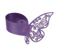 sourcing map 100Pcs Butterfly Paper Napkin Rings, 3D Laser Cut Cutout Paper Napkin Holder for Weddings Party Serviette Table Decoration Restaurant (Deep Purple)