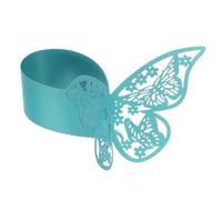 sourcing map 100Pcs Butterfly Paper Napkin Rings, 3D Laser Cut Cutout Paper Napkin Holder for Weddings Party Serviette Table Decoration Restaurant (Turquoise)
