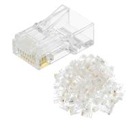 sourcing map 100pcs Cat6 RJ45 Pass Through Connectors, RJ45 Crimp Connector 8P8C Gold Plated Plugs for Solid or Stranded UTP Ethernet Cable