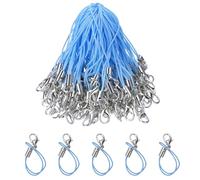 sourcing map 100Pcs Clasp Cords Clasp Strap Lanyard Charm Short Finger Rope with Lobster Clasp for Cellphone Cases Keychain DIY Jewelry Making, Light Blue