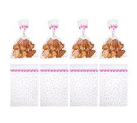sourcing map 100pcs Clear Treat Bags, 11.8" x 7.9" Valentines Cookie Bags with Twist Ties for Valentine's Day Candy Packaging Rose Red