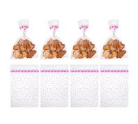 sourcing map 100pcs Clear Treat Bags, 11.8" x 7.9" Valentines Cookie Bags with Twist Ties for Valentine's Day Candy Packaging Pink