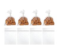 sourcing map 100pcs Clear Treat Bags, 9.8" x 7.1" Valentines Cookie Bags with Twist Ties for Valentine's Day Candy Packaging White