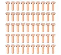 sourcing map 100Pcs Copper Solid Rivets, 1/8" x 25/64" Flat Head Rivet Metal Fasteners for Electrical Applications, Leather Working Supplies