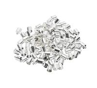 sourcing map 100Pcs Cord End Caps 11mm End Cap Barrel Beads Kumihimo 7mm Dia End Caps Brass for Leather Cord, Tassels, Jewelry Making, Silver