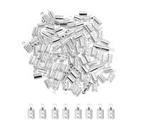 sourcing map 100Pcs Cord End Caps, 4.2mm End Caps Barrel Beads Kumihimo End Caps Iron for Leather Ribbon Clamp Clasp Jewelry Making Necklace Cord DIY Craft (Silver)