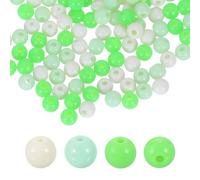 sourcing map 100pcs Cream Green Acrylic Round Beads 6mm Dia 1.9mm Hole Plastic Resin Smooth Balls Loose Bead for Jewelry Making Bracelets Necklace Earrings DIY