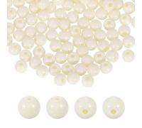 sourcing map 100pcs Creamy White Acrylic Round Beads 6mm Dia 1.9mm Hole Plastic Resin Smooth Balls Loose Bead for Jewelry Making Bracelets Necklace Earrings DIY