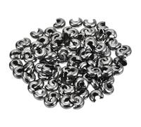 sourcing map 100pcs Crimp Bead Covers, 4mm/0.16" Half Round Open Crimp Beads Knot Cover Metal Small Loose Beads End Tip for Bracelet Jewelry Making Craft DIY, Metallic Black
