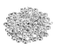 sourcing map 100pcs Crimp Bead Covers, 4mm/0.16" Half Round Open Crimp Beads Knot Cover Metal Small Loose Beads End Tip for Bracelet Jewelry Making Craft DIY, White Gold