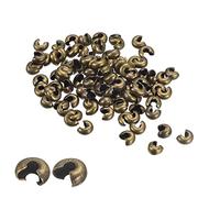 sourcing map 100Pcs Crimp Beads Covers, 6.5mm Crimp Bead Knot Covers Round Open Beads End Tips for Jewelry Making DIY, Bronze