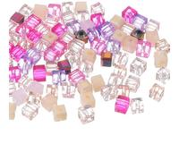 sourcing map 100Pcs Crystal Cube Beads, 3mm Square Glass Beads Faceted Loose Spacer Bead for Bracelets Necklace Earring DIY Jewelry Making Craft(Pink Series)
