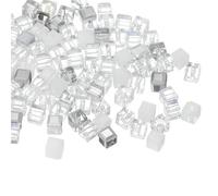 sourcing map 100Pcs Crystal Cube Beads, 3mm Square Glass Beads Faceted Loose Spacer Bead for Bracelets Necklace Earring DIY Jewelry Making Craft(White Series)