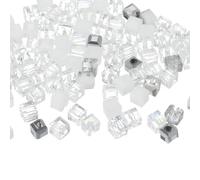 sourcing map 100Pcs Crystal Cube Beads, 4mm Square Glass Beads Faceted Loose Spacer Bead for Bracelets Necklace Earring DIY Jewelry Making Craft(White Series)