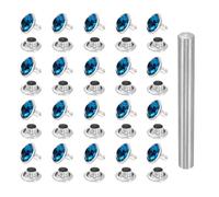 sourcing map 100pcs Crystal Rivets 10mm Rhinestone Rapid Stud Rivets with Steel Installation Tool for Clothing Leather Fabric Arts Crafts Decoration Leathercraft, Silver Light Blue