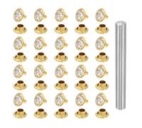 sourcing map 100pcs Crystal Rivets 10mm Rhinestone Rapid Stud Rivets with Steel Installation Tool for Clothing Leather Fabric Arts Crafts Decoration Leathercraft, Gold White