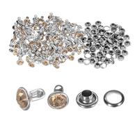 sourcing map 100pcs Crystal Rivets 6mm Rhinestone Rivets Rapid Stud Rivets for Clothing Leather Crafting Fabric Arts Crafts Decoration Leathercraft DIY Leather-Craft, Yellow