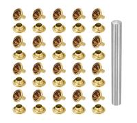 sourcing map 100pcs Crystal Rivets 8mm Rhinestone Rapid Stud Rivets with Steel Installation Tool for Clothing Leather Fabric Arts Decoration Leathercraft DIY, Gold Brown Yellow