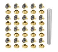 sourcing map 100pcs Crystal Rivets 8mm Rhinestone Rapid Stud Rivets with Steel Installation Tool for Clothing Leather Fabric Arts Crafts Decoration Leathercraft, Gold Gray