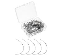 sourcing map 100Pcs Curved Needles 3" C Type Leather Hand Sewing Needle Upholstery Curved Weaving Awl for Carpet Leather Canvas Repairing Blocking Knitting Crafts, Silver