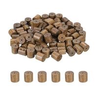 sourcing map 100pcs Cylinder Wooden Beads, 12x12mm Small Wood Beads for DIY Crafts, Bracelet, Wristlet, Necklace, Jewelry Making, Khaki Brown