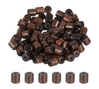 sourcing map 100pcs Cylinder Wooden Beads, 8x8mm Small Wood Beads for DIY Crafts, Bracelet, Wristlet, Necklace, Jewelry Making, Red Brown