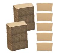 sourcing map 100pcs Disposable Coffee Cup Sleeves, Cardboard Cup Sleeves for Paper Cups Insulation Hand Protection, Hot Drink Holder for Home Office Use Brown