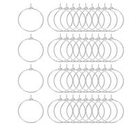 sourcing map 100Pcs Earring Beading Hoops, 20mm / 0.8" Plated Hoop Earring Findings Round Open Rings for DIY Jewelry Pendant Crafts, Dark Silver